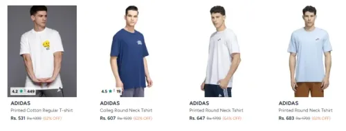 Image of ADIDAS Men's Tshirt at minimum 62% Discount
