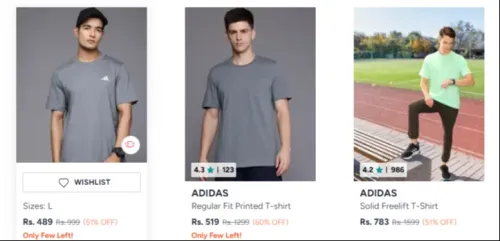 Image of ADIDAS Men T-shirt Upto 60% OFF