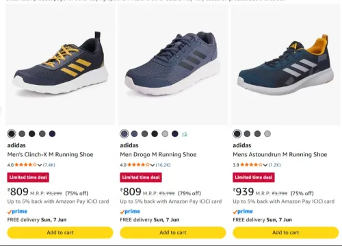 Image of Adidas Men's Shoes at minimum 70% Discount
