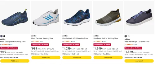 Image of ADIDAS Men's Shoes at minimum 70% Discount