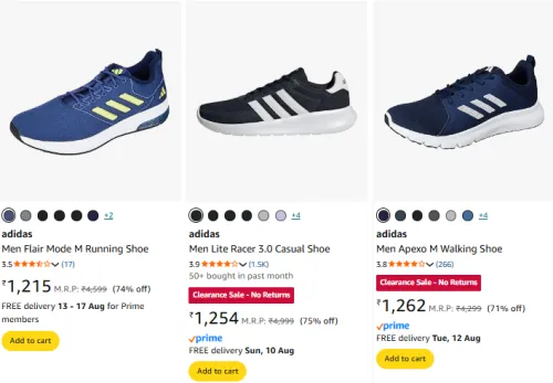 Image of Adidas Men's Shoes at Minimum 70% Discount