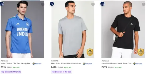 Image of ADIDAS Men's T-shirts at minimum 60% Discount