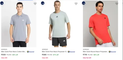 Image of ADIDAS Men's T-shirts at minimum 60% Discount