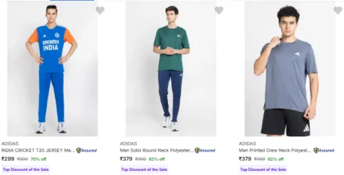 Image of ADIDAS Men's T Shirts at minimum 60% Discount