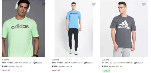 Image of Adidas mens tshirts for men upto 70% off