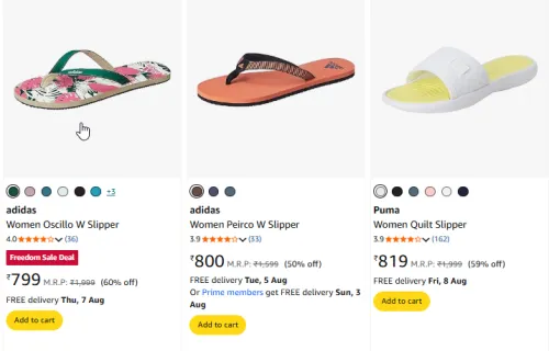 Image of Adidas & Puma Women Fashion Slipers Minimum 50% Discount