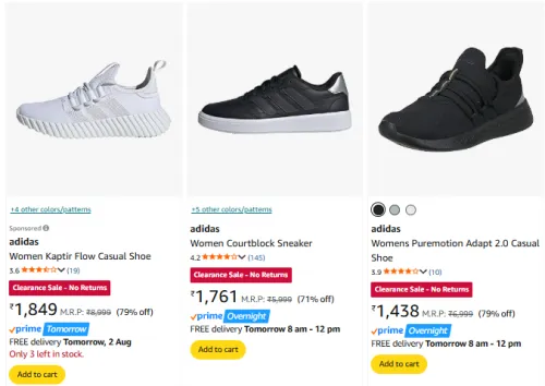 Image of Adidas Women's Shoes at Minimum 70% Discount