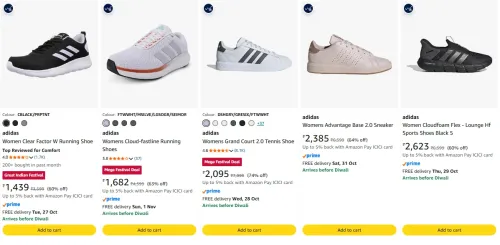 Image of adidas women's Sports shoes at minimum 60% Discount