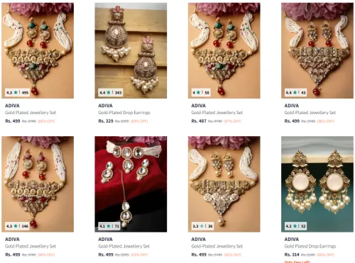 Image of Adiva Women's Jewellery Gold Plated @ Minimum 80% Discount