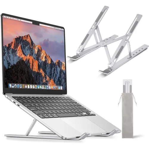 Image of Adjustable Foldable Aluminum Laptop Stand Silver