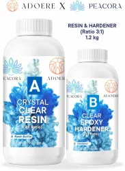 Adoere X Peacora Epoxy Resin Kit 1.2 Kg – Premium 3:1 Ratio Art Resin & Hardener