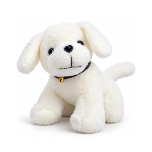 Image of ADORA White Puppy Soft Toy with Black Collar and Golden Bell