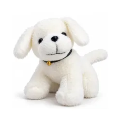 ADORA White Puppy Soft Toy with Black Collar and Golden Bell