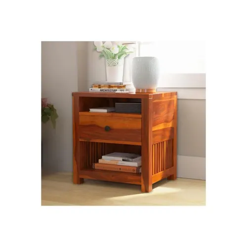 Image of Adouer Sheesham Wood Bedside Storage Table