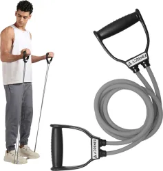 Adrenex Heavy Resistance Tube with Handles for Home Workout Gym Resistance Tube (Grey)