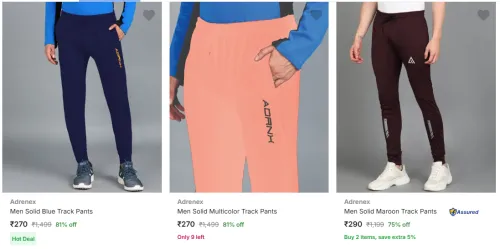 Image of Adrenex Men's Track Pants upto 81% Discount