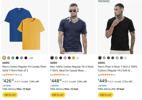 Image of ADRO Men's Tshirt Upto 79% Discount