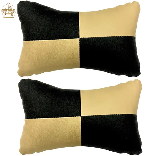 Image of Adroitz Black Beige Check Car Pillow Cushion 