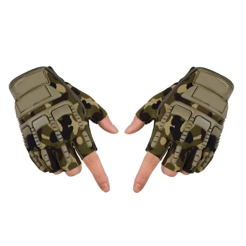 Image of Adroitz Non Slip Half Bike Racing Glove (Green,1 Pair)