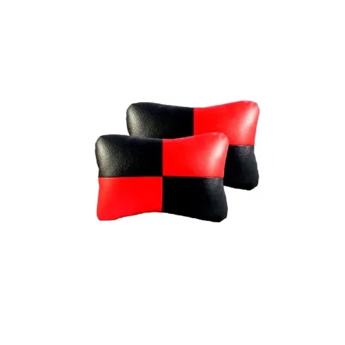 Image of ADWAIT Car Sqaure RED Black Faux Leather Neck Rest for A6