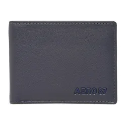 Aeropostale Men's SLIMFOLD Wallet Malibu - Navy | Debossed Buff Leather | Ultra-Slim Profile | Ideal for Gifting