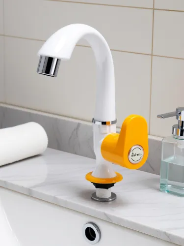Image of aerowell 1 PVC ROYAL YELLOW SWAN NECK TAP WITH FOAM FLOW FOR BATHROOM WASH BASINS Pack Of 1