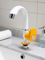 aerowell 1 PVC ROYAL YELLOW SWAN NECK TAP WITH FOAM FLOW FOR BATHROOM WASH BASINS Pack Of 1 Pillar Tap Faucet (Deck Mount Installation Type)