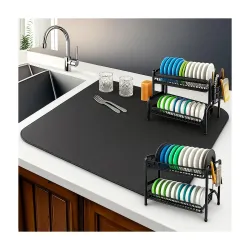 AERYS 30 x 50 cm Dish Dry Mat | Microfiber Home Drying Mat | Reversible Mat | Kitchen Absorbent Mat for Kitchen, Home, Office and Laundry | (1, 30 x 50 cm)