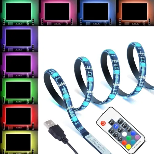 Image of AERYS 5V USB LED Flexible Strip Light Mood Light Multicolor Options /Mode TV Background Lighting 5050 RGB IP65 500 CM- 3