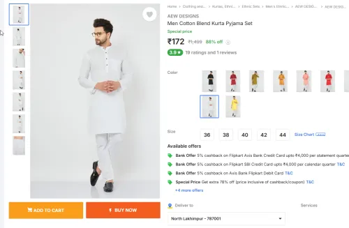 Image of AEW DESIGNS  Men Cotton Blend Kurta Pyjama Set