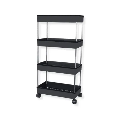 Image of AEXONIZ TOYS Plastic Kitchen Storage Trolley Rack Wheels 4 Layer