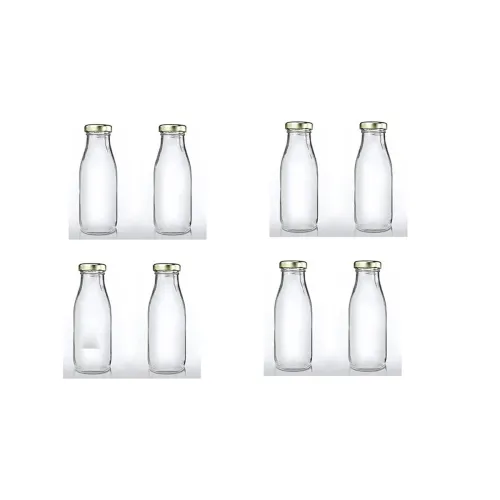 Image of AFAST 300ml Glass Milk Bottles with Metal Lid, Set of 8