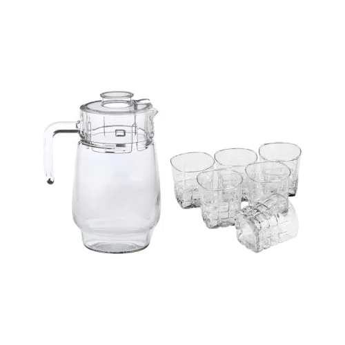 Image of Afast Drinking, Set of 1 Jar with Lid & 6 Transparent, Self Glass Dn-jg61, Clear, 1.75 Ml