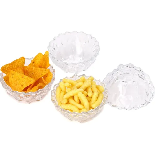 Image of AFAST Designer Multipurpose Serving Glass Bowl Set of 4 with Molding Self Design, 200 ml
