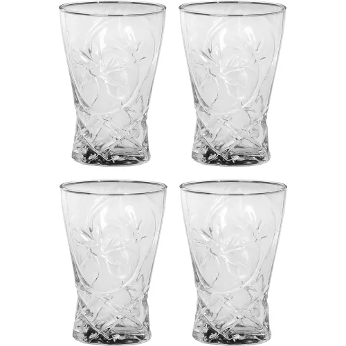 Image of Afast Multipurpose Designer Look Transparent Glass Set of 4 No_sk19678, 330 Ml, Clear