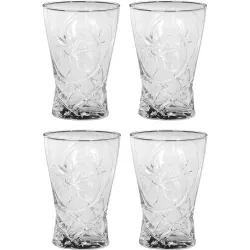 Afast Multipurpose Designer Look Transparent Glass Set of 4 No_sk19678, 330 Ml, Clear