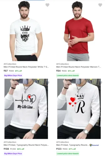 Image of Afcollection Men's T Shirts at minimum 86% Discount