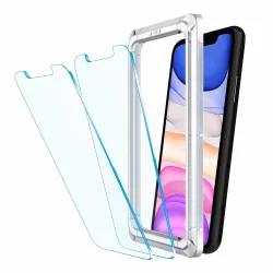 Affix 2 Pack for iPhone 11 and iPhone XR Tempered Glass, Screen Protector Guard with Auto-Align Installation Tool, 9H Hardness Shatterproof, HD Clear Scratch Resistant
