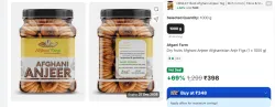 Afgani Farm Dry fruits Afghani Anjeer Afghanistan Anjir Figs (1 x 1000 g)