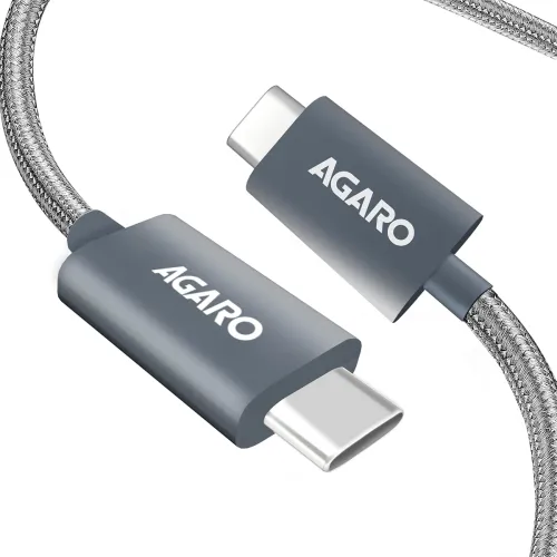 Image of AGARO Type C to Type C Cable, 100W, 5A, Supports PD, Nylon Braided Fast Charging Cable, Compatible With Type C Devices I