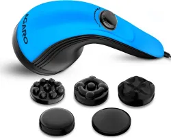 AGARO Atom Plus Electric Handheld Full Body Massager, 4 Massage Heads, Mesh Cover, Variable Speed Settings for Pain Reli