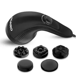 AGARO Atom Plus Electric Handheld Full Body Massager, 4 Massage Heads, Mesh Cover, Variable Speed Settings for Muscle Re