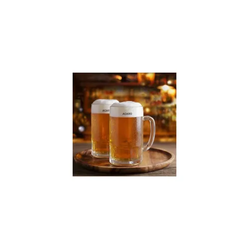 Image of AGARO Elegant Beer Mug, Set of 2, 397ml Each, Transparent, Serves Beer, Juice, Mocktail, Cocktail, Drinking Glass with H