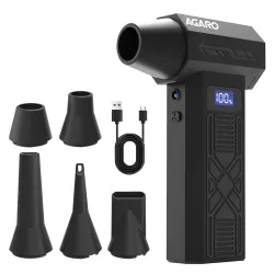 AGARO Electric Air Duster, Powerful 120000 RPM Cordless Mini Blower with 4-Speed Settings, Digital Display & 5200 mAh Battery | Dust Cleaner for Computer, Laptop, Keyboard, Car & Home Cleani...