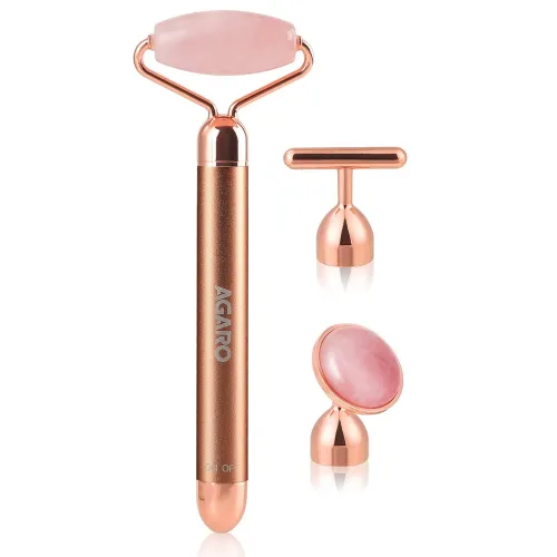 Image of AGARO 3-In-1 Electric Rose Quartz Face Roller Massager