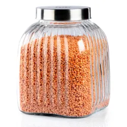 AGARO Elegant 3500ml Glass Storage Jar with Steel Lid