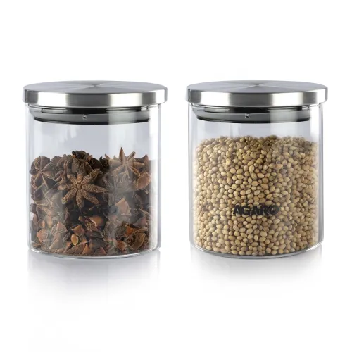 Image of AGARO Elite Borosilicate Glass Storage Jar (600ml, Pack of 2)
