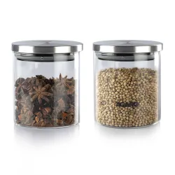 AGARO Elite Borosilicate Glass Storage Jar (600ml, Pack of 2)
