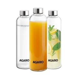 AGARO Elite Borosilicate Glass Water Bottles, Pack of 3