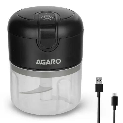 Image of AGARO Elite Rechargeable Mini Electric Chopper, Food Grade Bowl, Stainless Steel Blades, One Touch Operation, for Mincin
